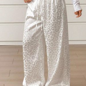 Satin Leopard Jacquard Pants